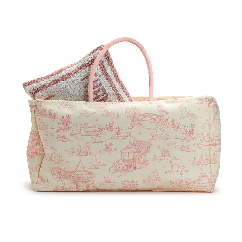 Design Shop Animal Toile Hamper / Storage Tote, Pink and Blue - Recycled Cotton Canvas/Cotton, Set of 2.