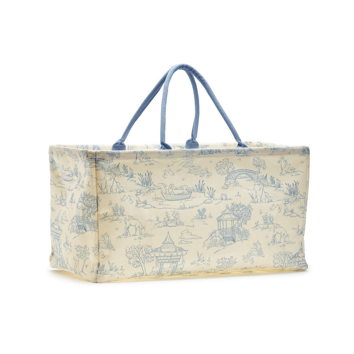 Design Shop Animal Toile Hamper / Storage Tote, Pink and Blue - Recycled Cotton Canvas/Cotton, Set of 2.