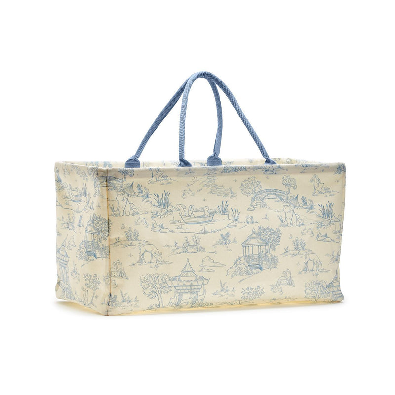 Design Shop Animal Toile Hamper / Storage Tote, Pink and Blue - Recycled Cotton Canvas/Cotton, Set of 2.