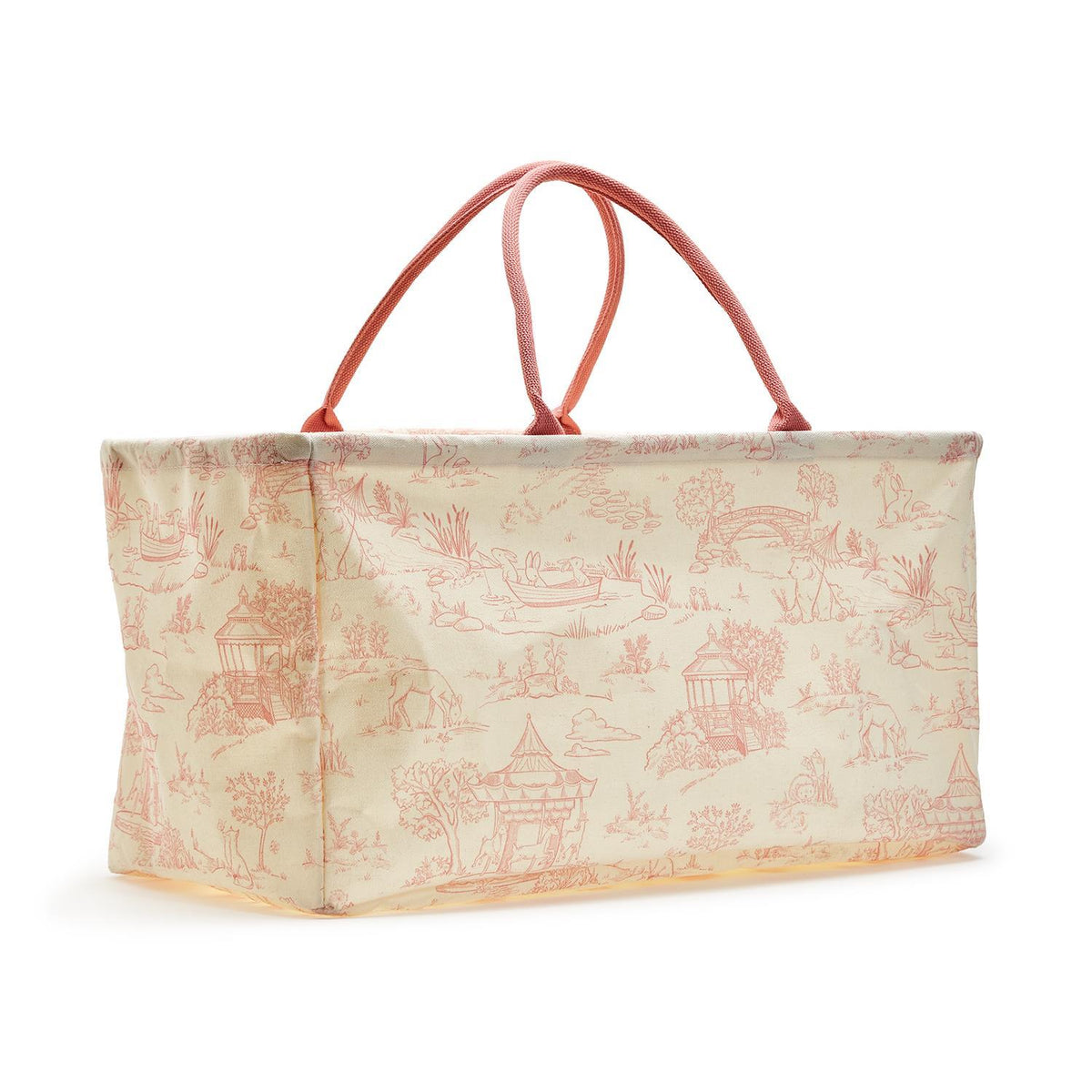 Design Shop Animal Toile Hamper / Storage Tote, Pink and Blue - Recycled Cotton Canvas/Cotton, Set of 2.
