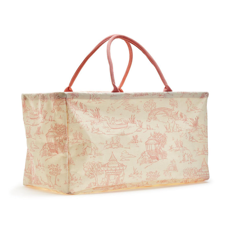 Design Shop Animal Toile Hamper / Storage Tote, Pink and Blue - Recycled Cotton Canvas/Cotton, Set of 2.