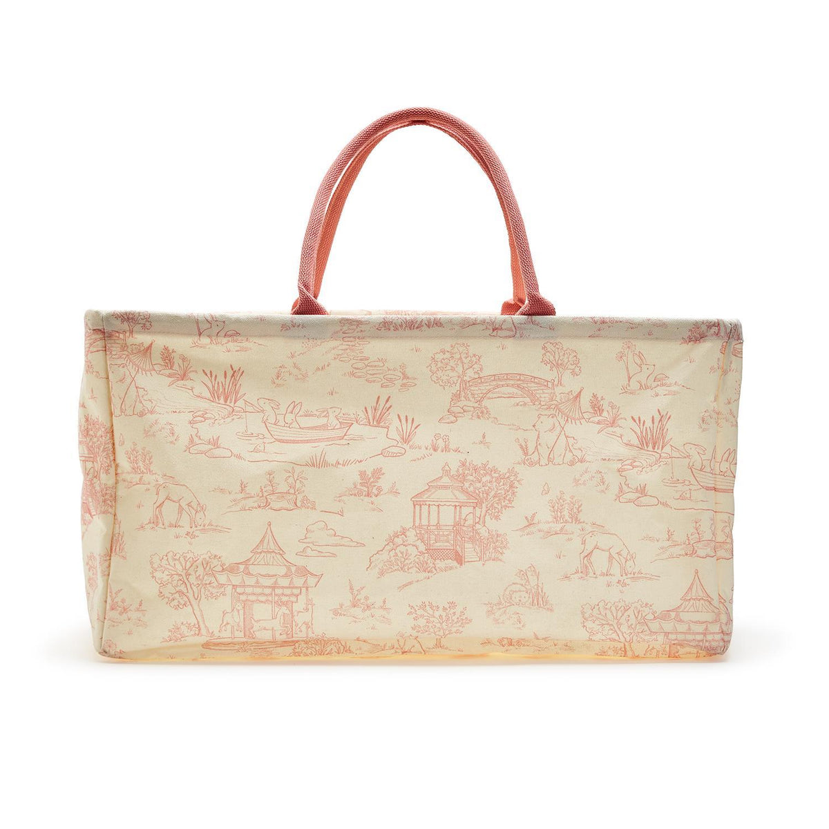 Design Shop Animal Toile Hamper / Storage Tote, Pink and Blue - Recycled Cotton Canvas/Cotton, Set of 2.