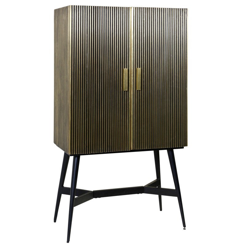 Black and Gold Fluted Storage Cabinet