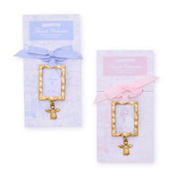 Design Shop Thank Heaven Keepsake Ornament Photo Frame with Angel Charm on Gift Card - Pewter/Polyester, Set of 2.