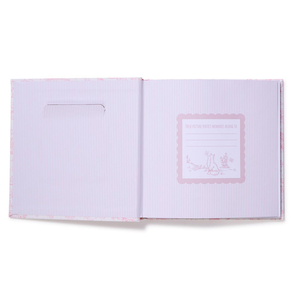Design Shop Thank Heaven Animal Toile Fabric Cover Photo Album with Front Window in Gift Box Holds 100 4" x 6" Photos - Cotton/Paper, Set of 2.