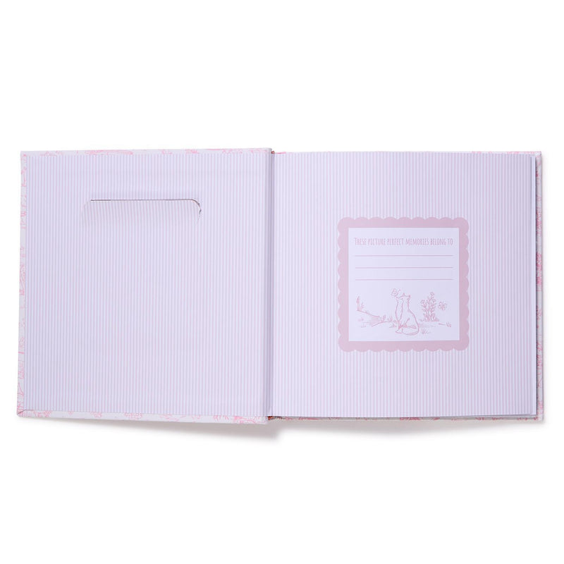 Design Shop Thank Heaven Animal Toile Fabric Cover Photo Album with Front Window in Gift Box Holds 100 4" x 6" Photos - Cotton/Paper, Set of 2.