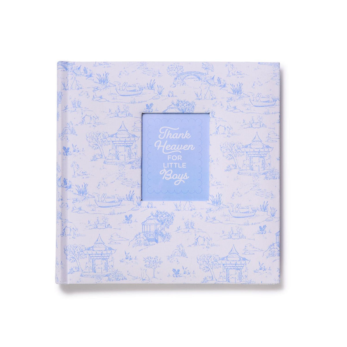 Design Shop Thank Heaven Animal Toile Fabric Cover Photo Album with Front Window in Gift Box Holds 100 4" x 6" Photos - Cotton/Paper, Set of 2.