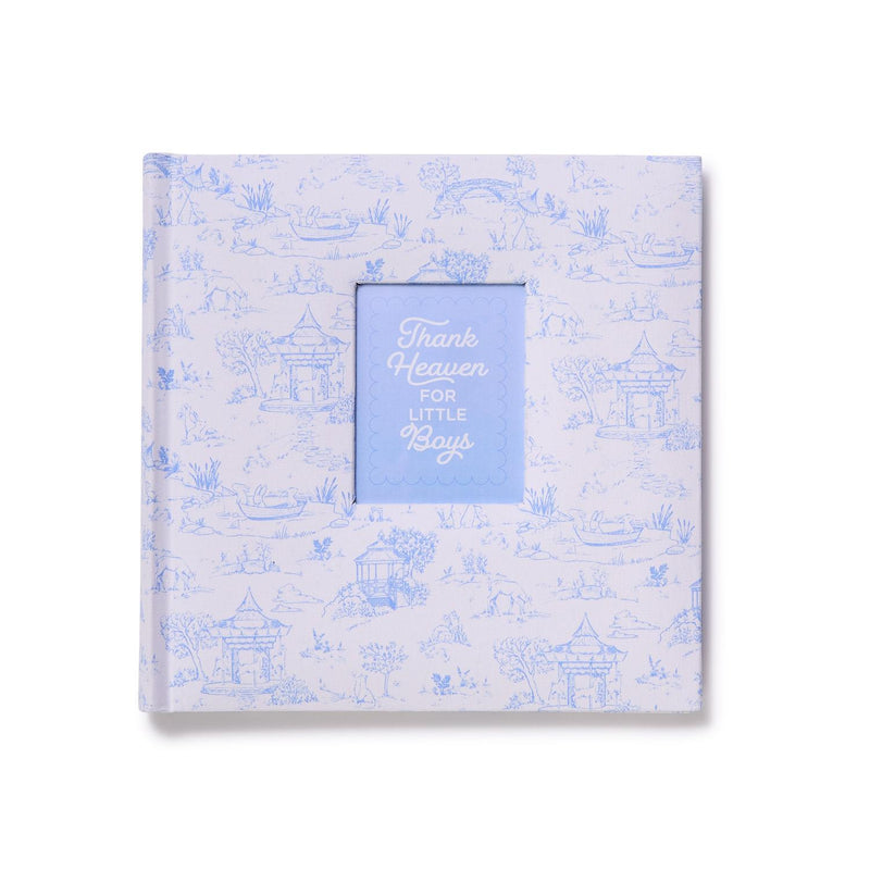 Design Shop Thank Heaven Animal Toile Fabric Cover Photo Album with Front Window in Gift Box Holds 100 4" x 6" Photos - Cotton/Paper, Set of 2.