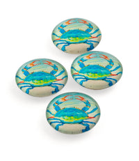 Blue Crab Crystal Glass Magnet