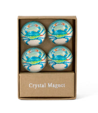 Blue Crab Crystal Glass Magnet