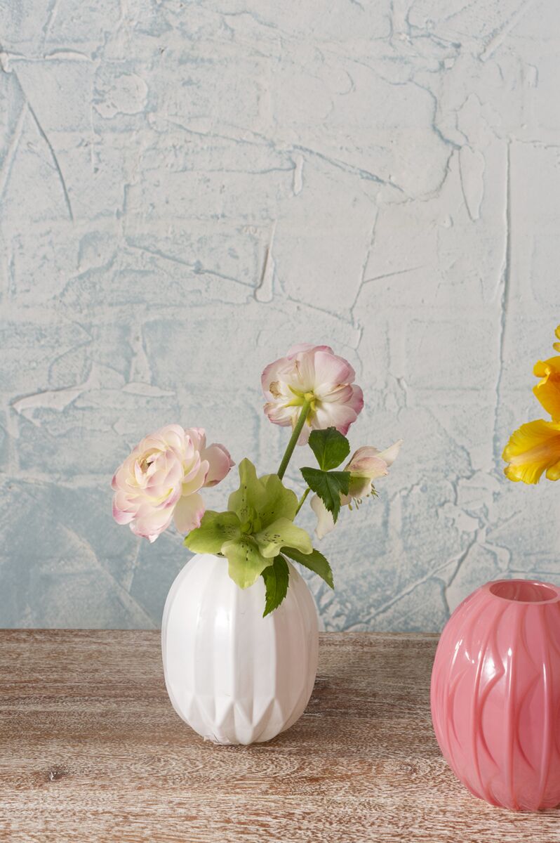 Design Shop White Candy Covered Budvase, 3.5" X 4.25".