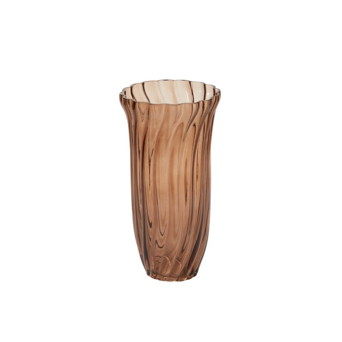 Design Shop Brown Chanterelle Ribbed Vase, 5.5" X 10".