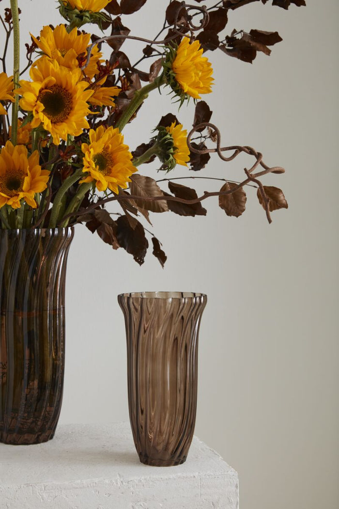 Design Shop Brown Chanterelle Ribbed Vase, 5.5" X 10".