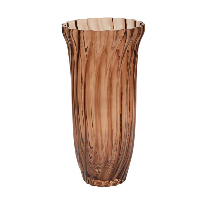 Design Shop Brown Chanterelle Ribbed Vase, 7" X 14".