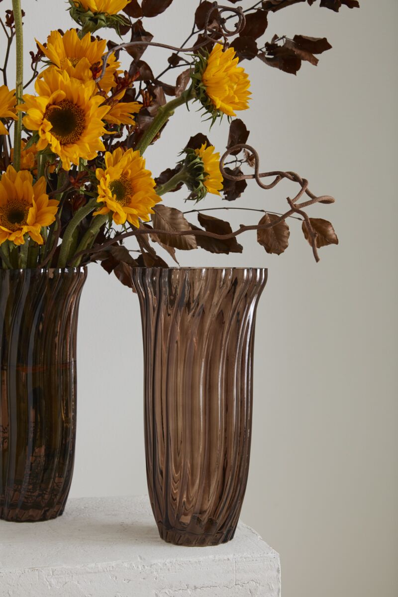Design Shop Brown Chanterelle Ribbed Vase, 7" X 14".
