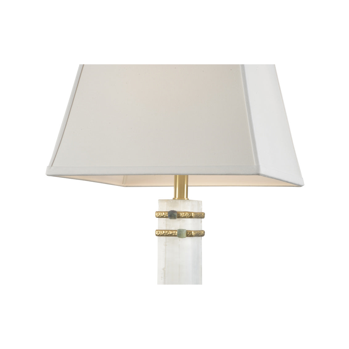 Chelsea House ALABASTER COLUMN LAMP WITH GOLD/STONE RINGS