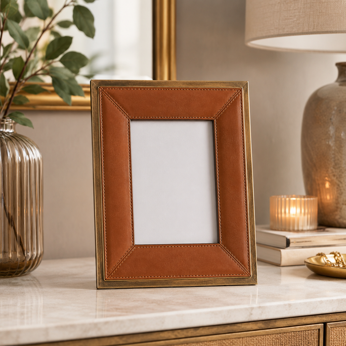 Design Shop Tan Metal Trim Photo Frames, Set of 2