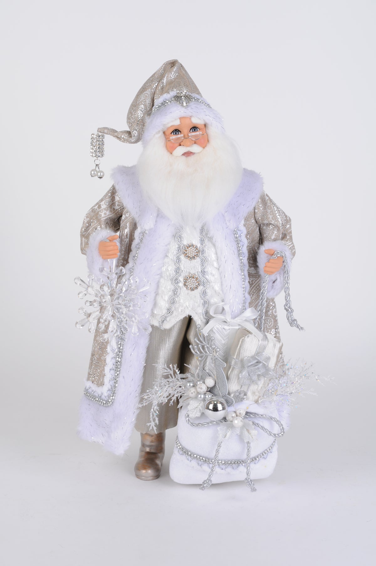 Karen Didion Lighted White Christmas Santa