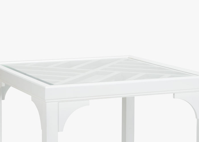 White metal table on a white background