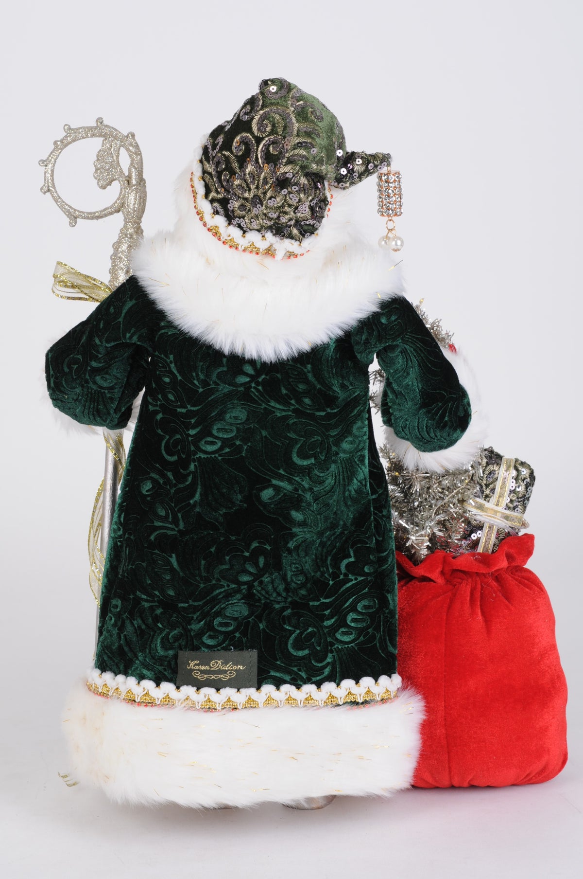 Karen Didion Lighted Sparkling Emerald Santa