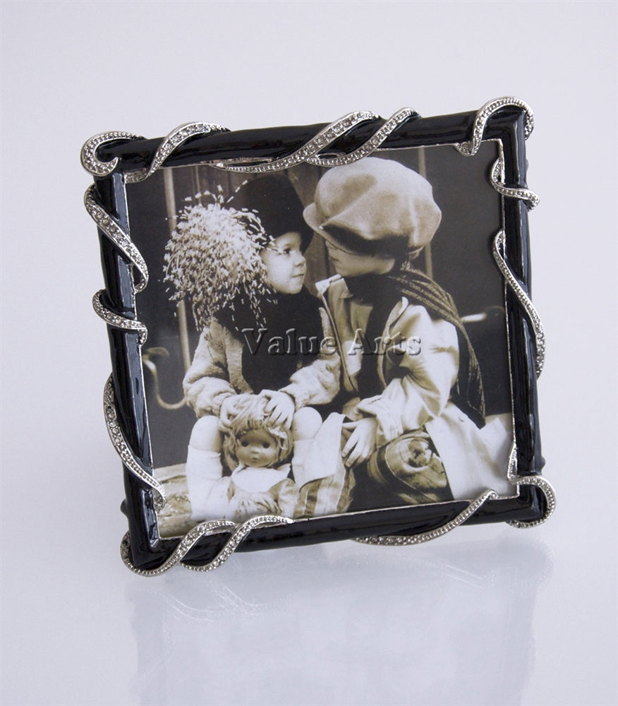 Design Shop Crystal Rope Picture Frame with Black Enamel