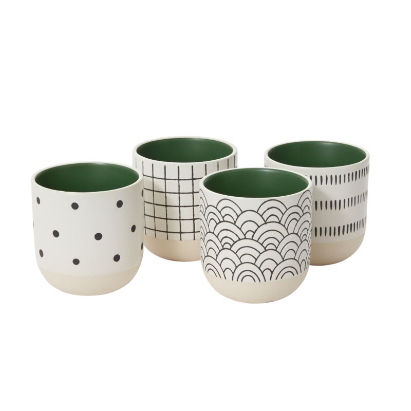 Design Shop Green Merrick Mug - Set of 4, 3.5" X 3.75".