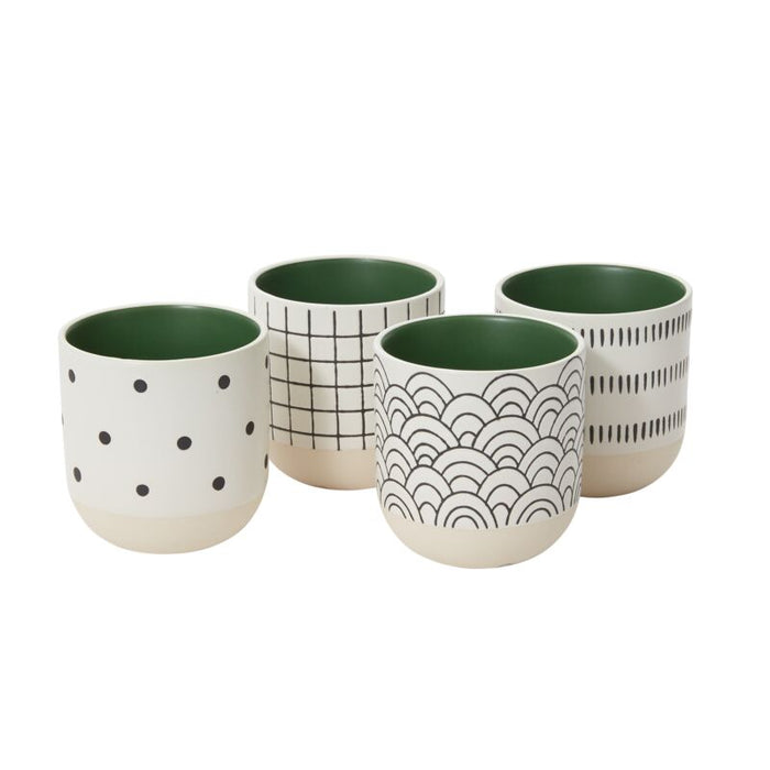 Design Shop Green Merrick Mug - Set of 4, 3.5" X 3.75".