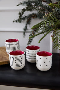 Design Shop Red Merrick Mug - Set of 4, 3.5" X 3.75".