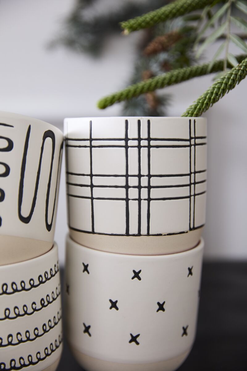 Design Shop Red Merrick Mug - Set of 4, 3.5" X 3.75".