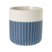 Design Shop Dark-Blue Westview Pot Stripes, 4.75" X 5", Set of 2.