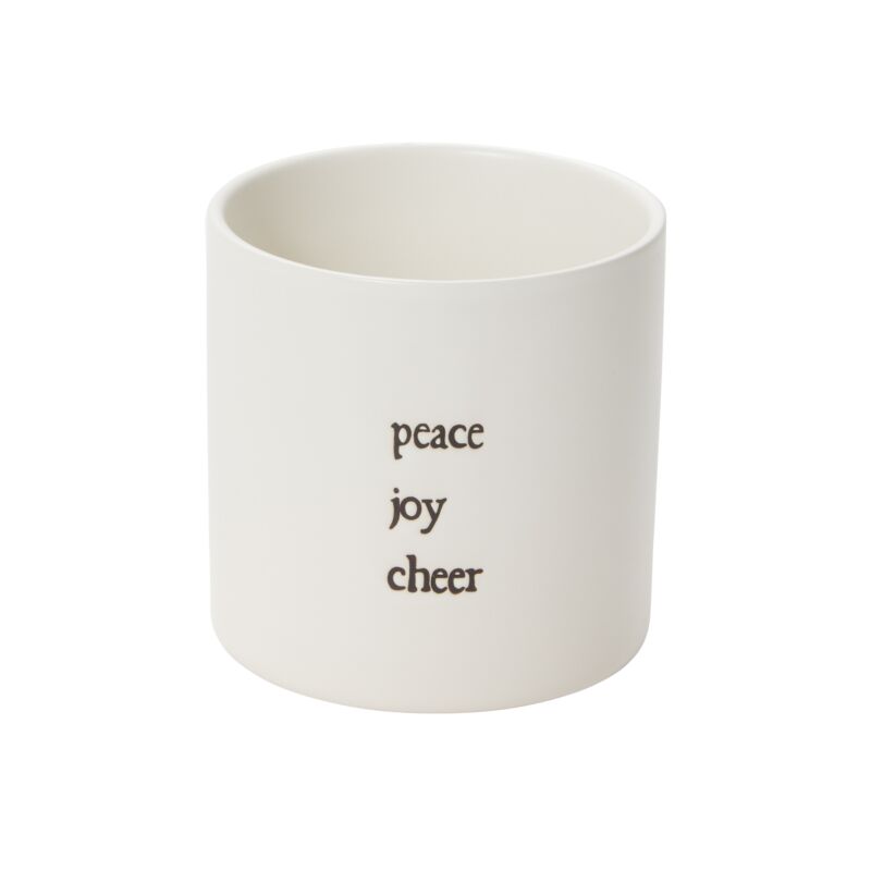 Design Shop White Holiday Expressions Pot Joy, 4.25" X 4.25", Set of 2.