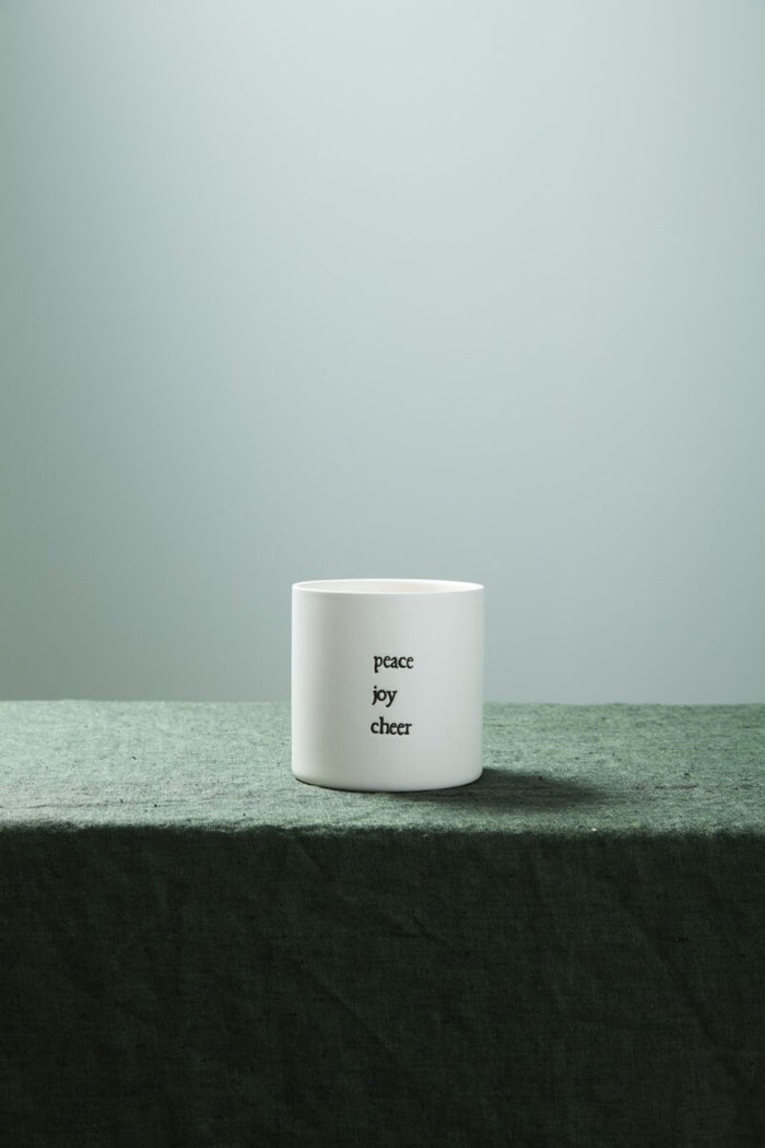 Design Shop White Holiday Expressions Pot Joy, 4.25" X 4.25", Set of 2.