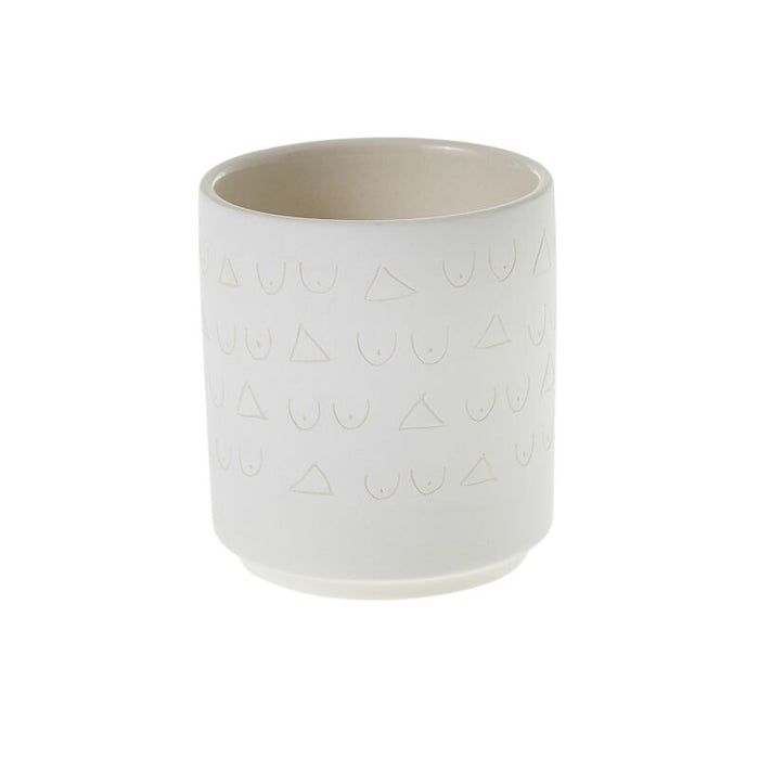 Design Shop Off-White Triangles and Tatas Pot, 3.25" X 3.5", Set of 2.