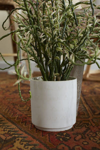 Design Shop Off-White Triangles and Tatas Pot, 6" X 6.25".