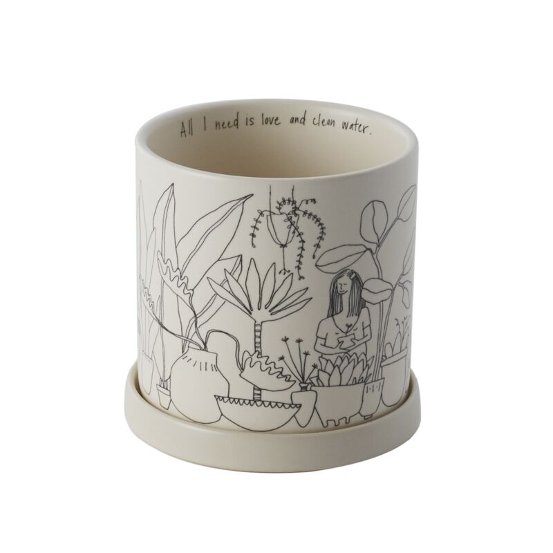 Design Shop White Plant Lady Pot, 4.75" X 4.75".
