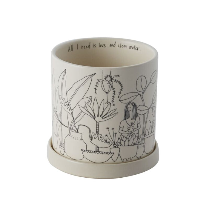 Design Shop White Plant Lady Pot, 4.75" X 4.75".