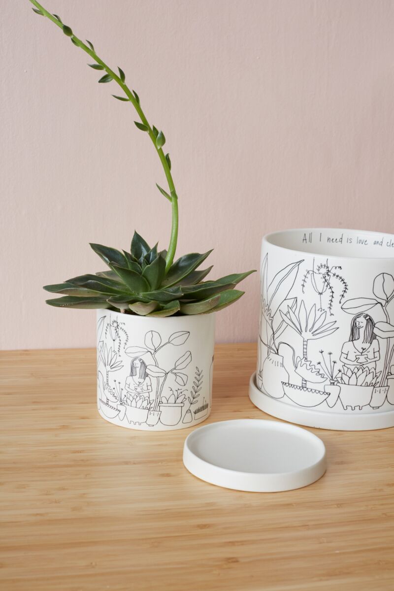 Design Shop White Plant Lady Pot, 4.75" X 4.75".