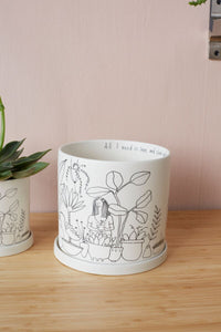 Design Shop White Plant Lady Pot, 7" X 6.5".