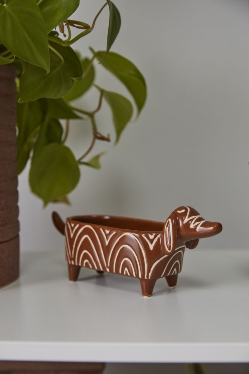 Design Shop Terracotta Puppy Love Planter Planter, 8" X 3.25", Set of 2.