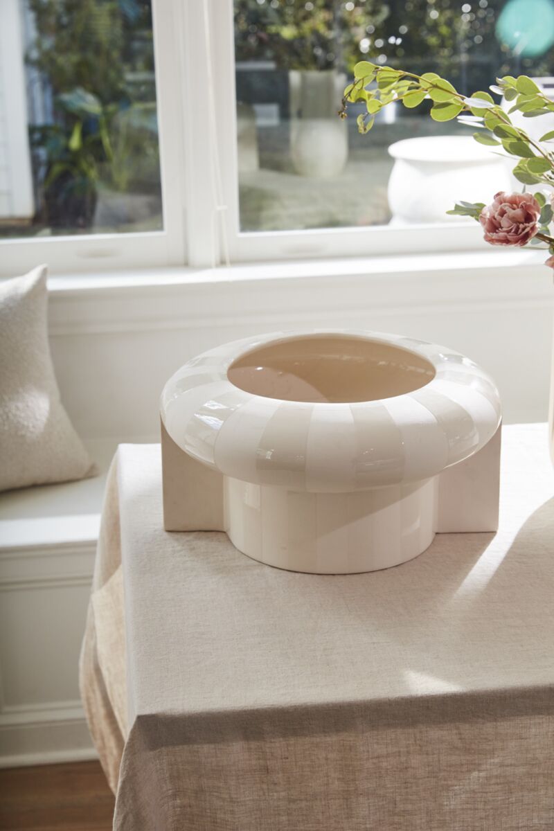 Design Shop Off-White Replay Collection Footed Bowl, 16.25" X 8.5"