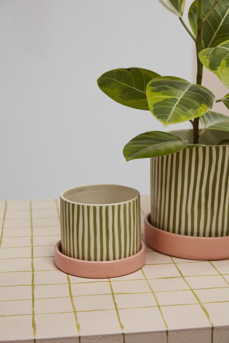 Design Shop Melancia Pot with Saucer 5.5"x 4.25", Set of 2