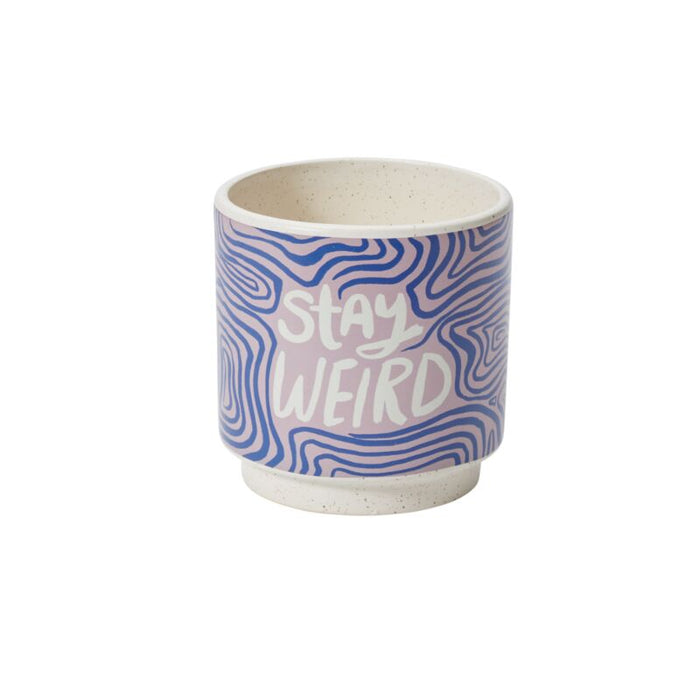 Design Shop Multicolor Funky Phrases Pot Stay Weird, 5" X 5", Set of 2.
