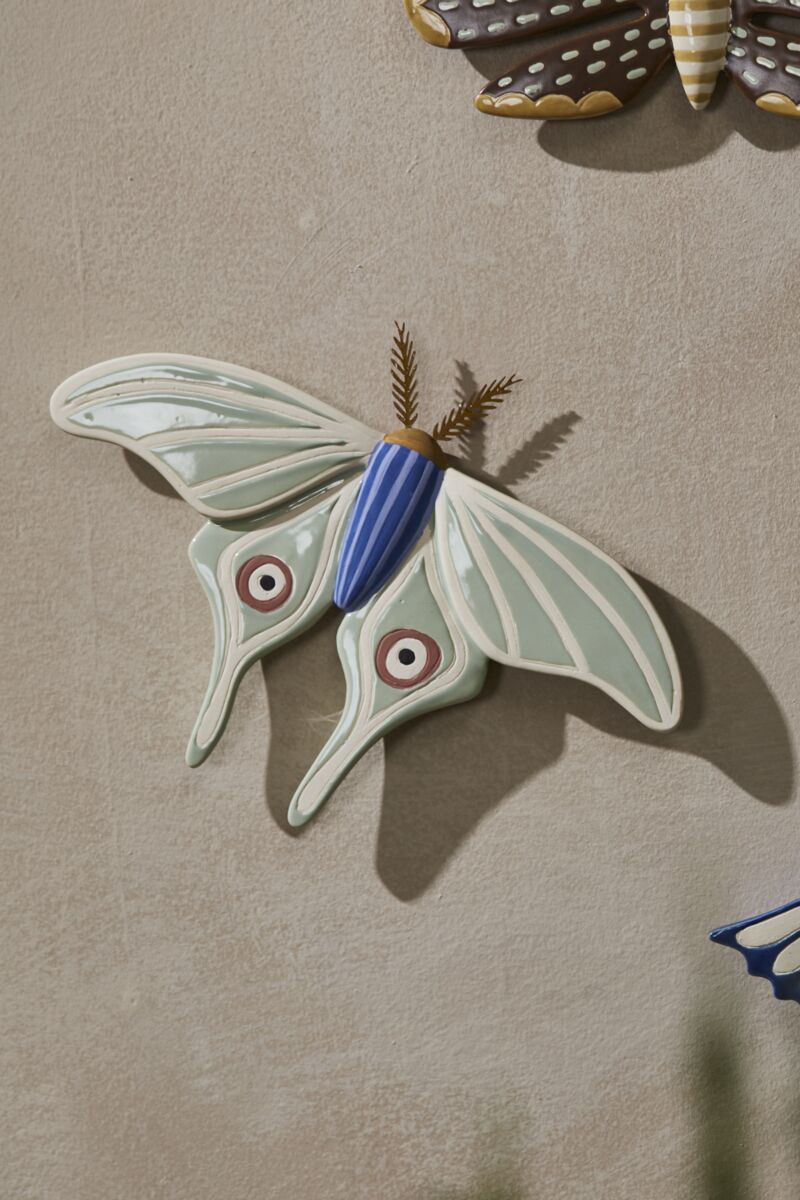 Design Shop Multicolor Sculpted Moth Wall Art White, 12.25" X 8.75", Set of 2.