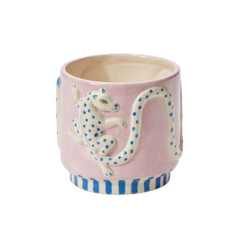 Design Shop Multicolor Wild Tails Pot Leopard, 5.25" X 4.75", Set of 2.