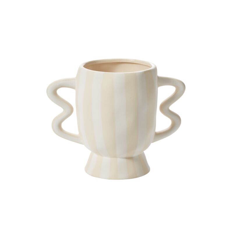 Design Shop Off-White Akimbo Footed Pot, 8.75" X 6.75".