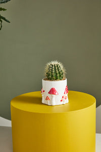 Design Shop Off-White Cheerful Mushroom Collection Pot, 5.5" X 5"