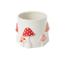 Design Shop Off-White Cheerful Mushroom Collection Pot, 5.5" X 5"