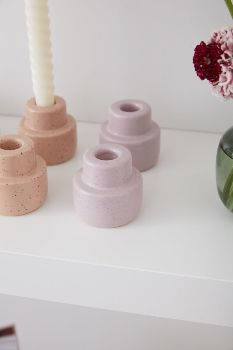 Design Shop Light-Purple Piedra Candleholder, 2.25" X 2.5", Set of 4.