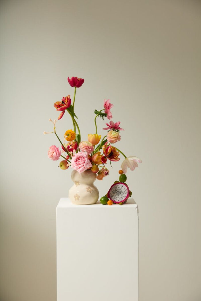 Design Shop Tan Petunia Collection Vase, 5.25" X 6", Set of 2.