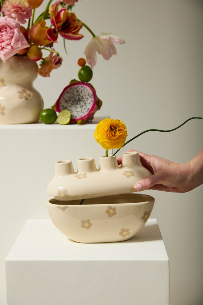 Design Shop Tan Petunia Collection Budvase, 8" X 5.25".